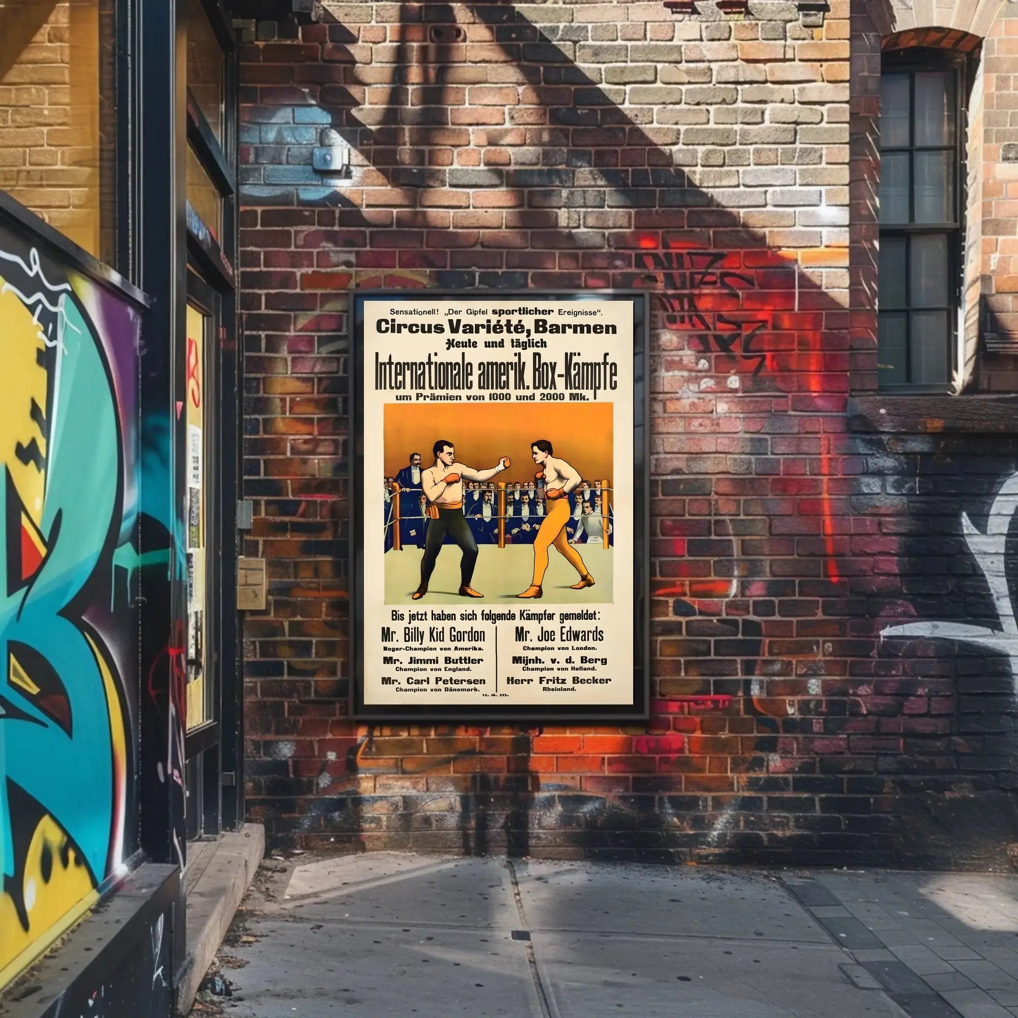 International Boxing Event Poster with Vintage Illustrative Style PosterGoat
