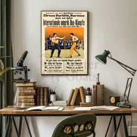 International Boxing Event Poster with Vintage Illustrative Style PosterGoat