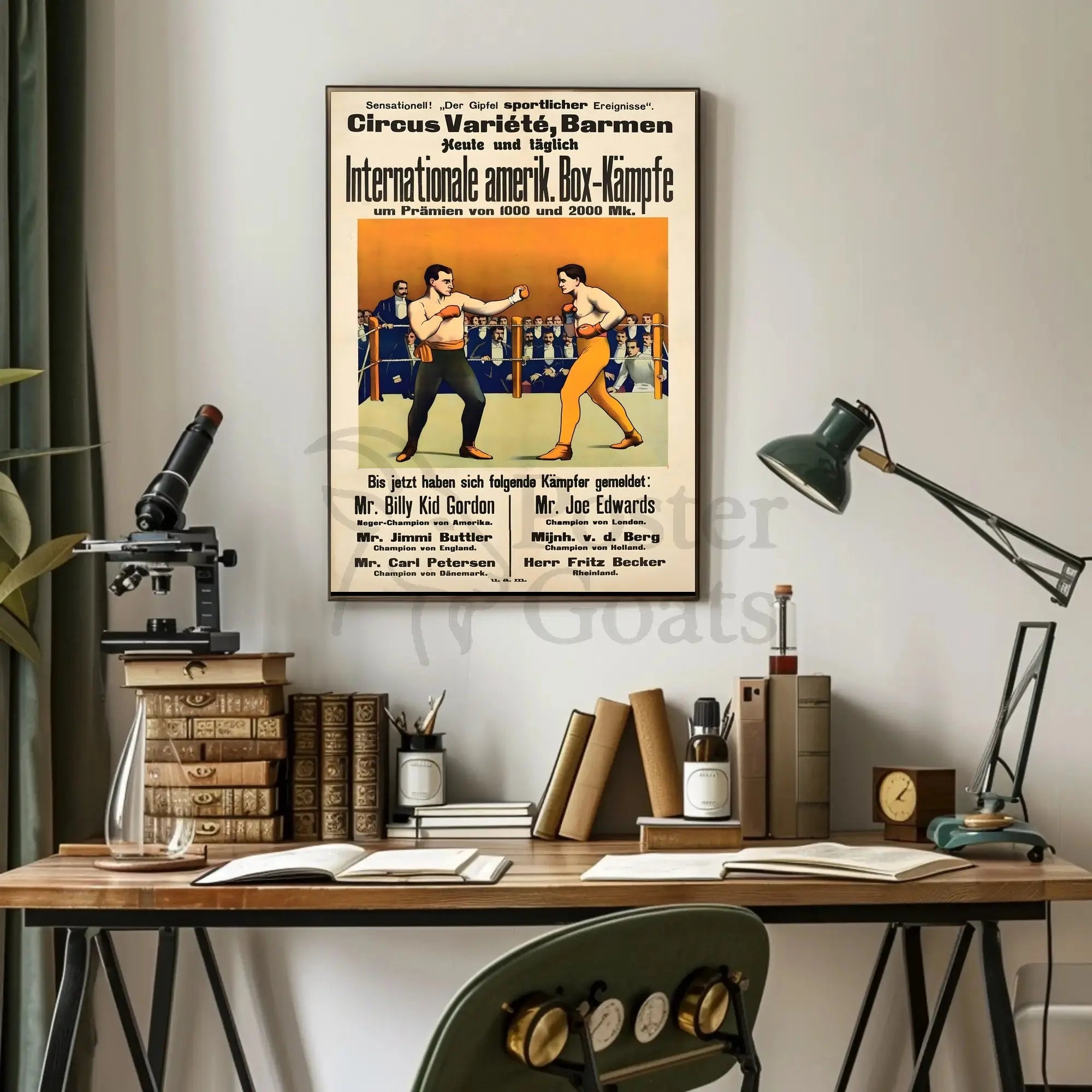 International Boxing Event Poster with Vintage Illustrative Style PosterGoat