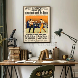 International Boxing Event Poster with Vintage Illustrative Style PosterGoat