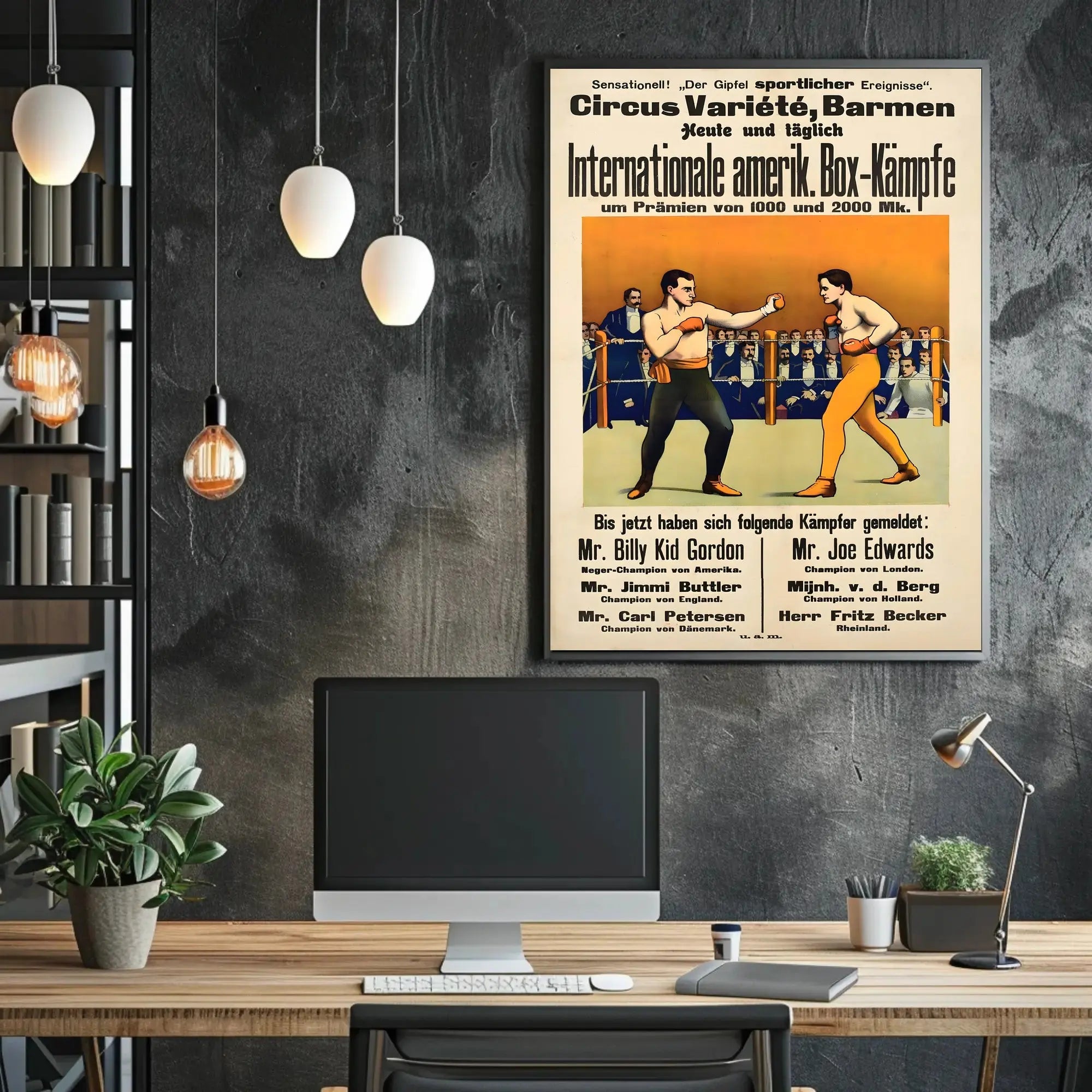 International Boxing Event Poster with Vintage Illustrative Style PosterGoat
