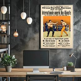 International Boxing Event Poster with Vintage Illustrative Style PosterGoat