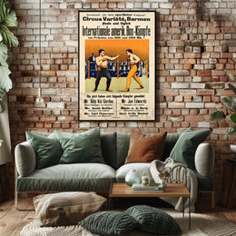 International Boxing Event Poster with Vintage Illustrative Style PosterGoat