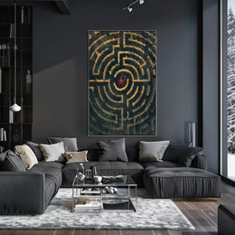 Intricate Maze Heart Design: Abstract, Artistic, or Pop Culture Poster PosterGoat