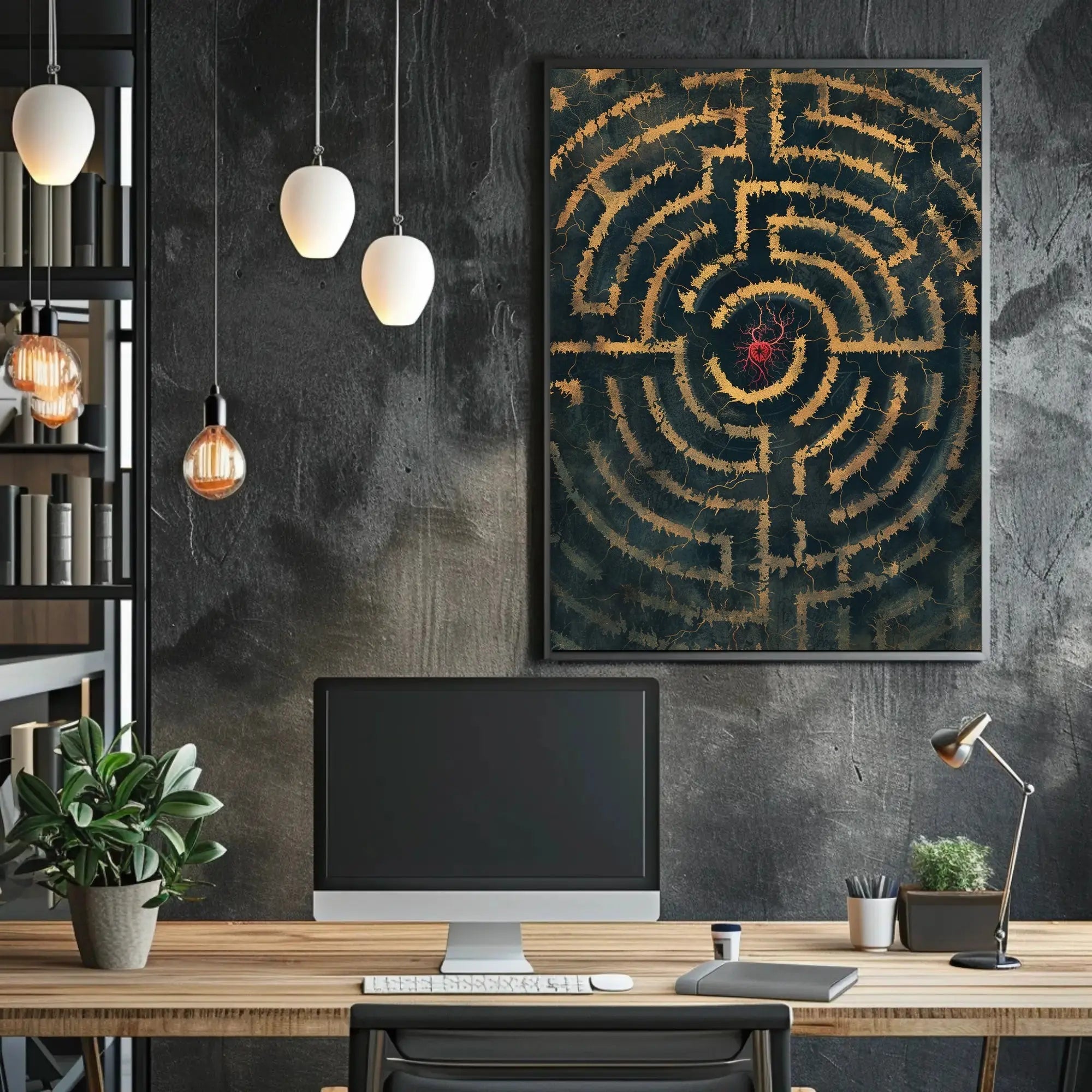 Intricate Maze Heart Design: Abstract, Artistic, or Pop Culture Poster PosterGoat