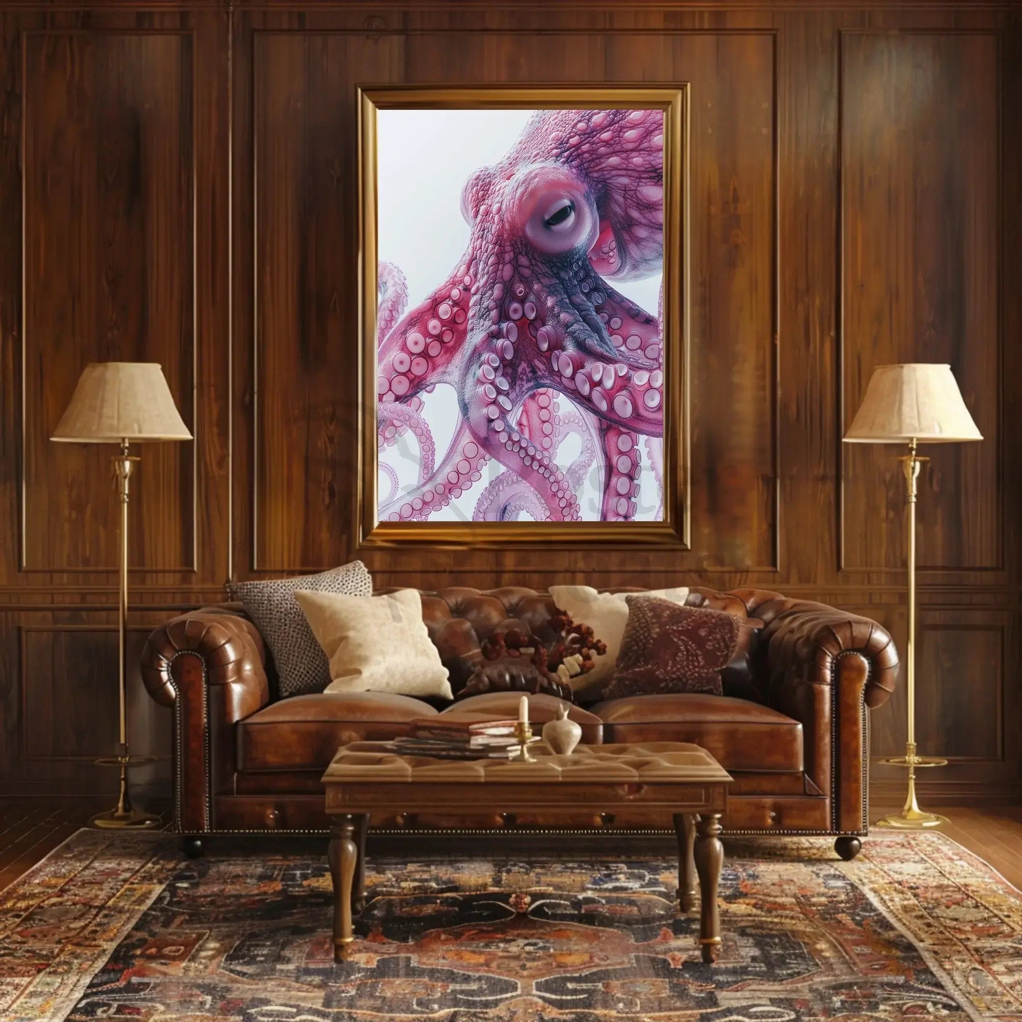 Intricate Octopus Illustration in Ethereal Colors Animal Poster PosterGoat