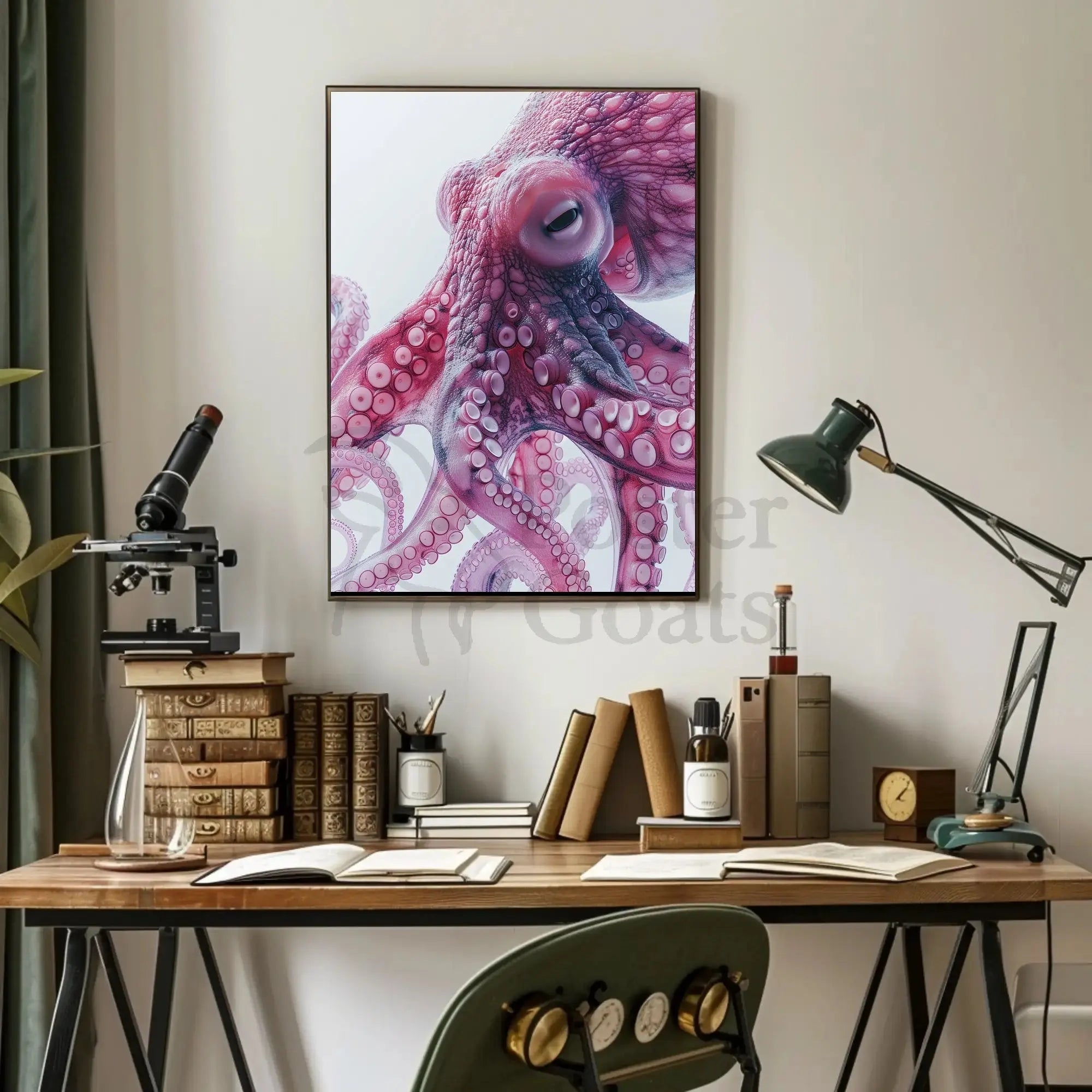 Intricate Octopus Illustration in Ethereal Colors Animal Poster PosterGoat