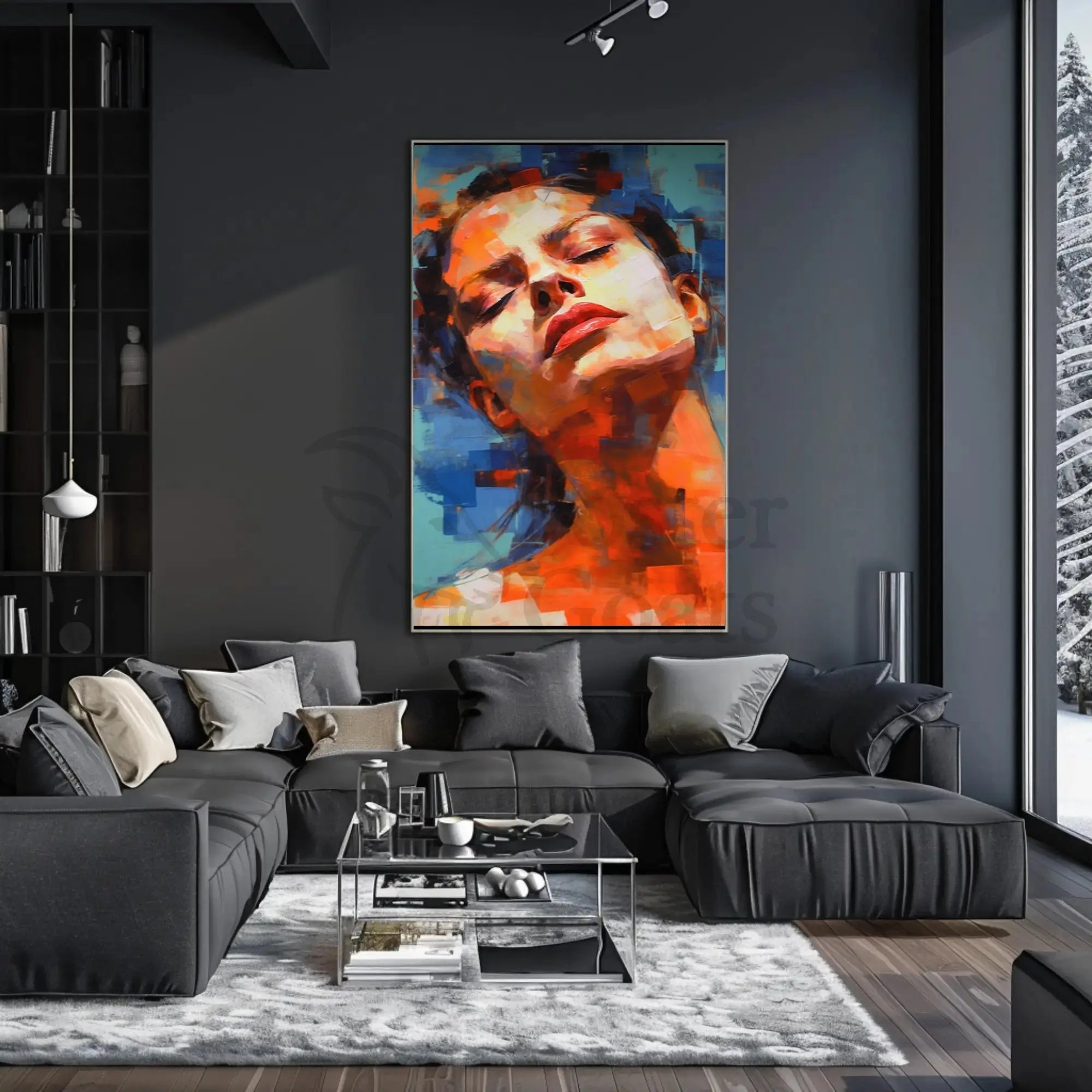 Introspective Expression in Abstract Artistic Poster PosterGoat