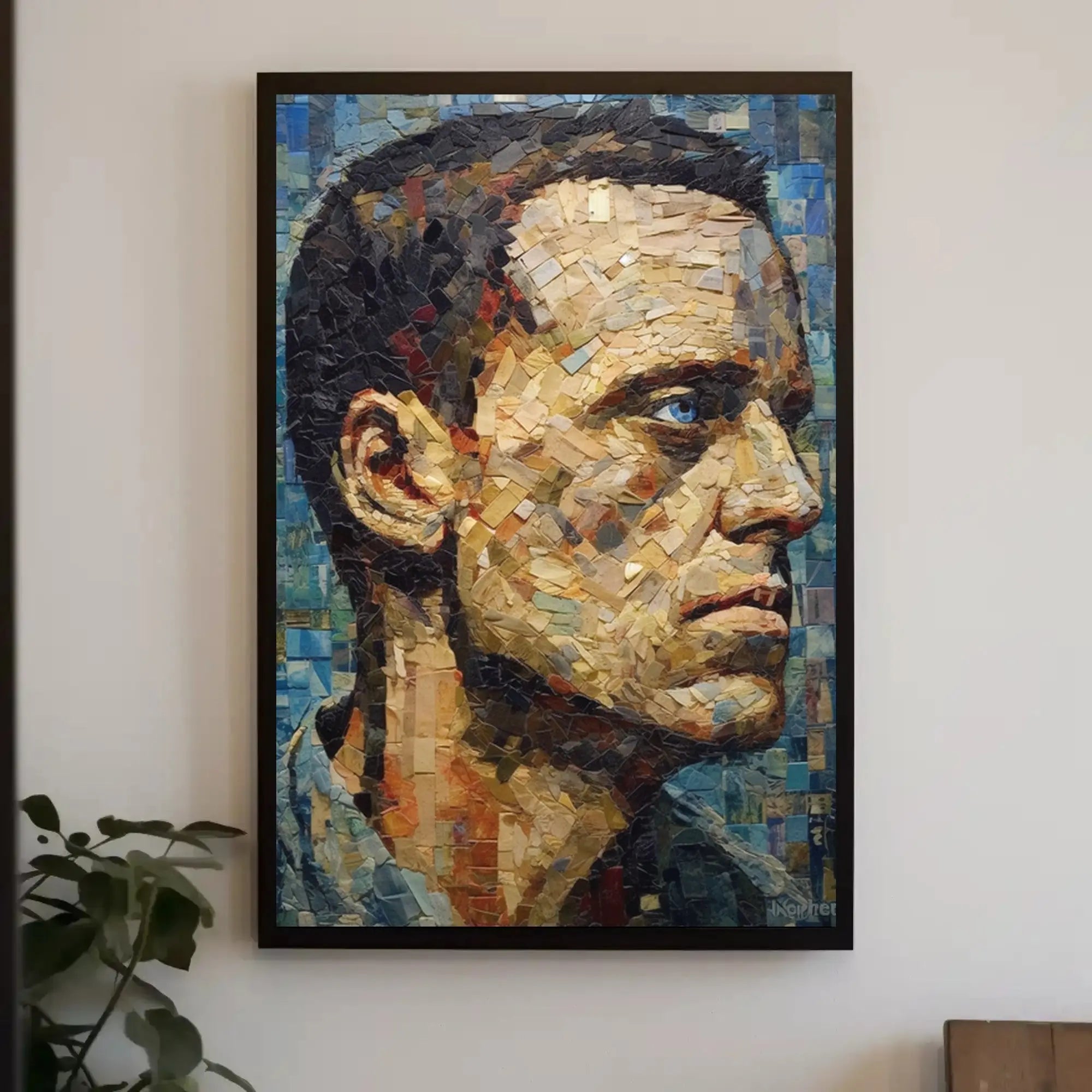 Introspective Male Mosaic Design Art Poster PosterGoat