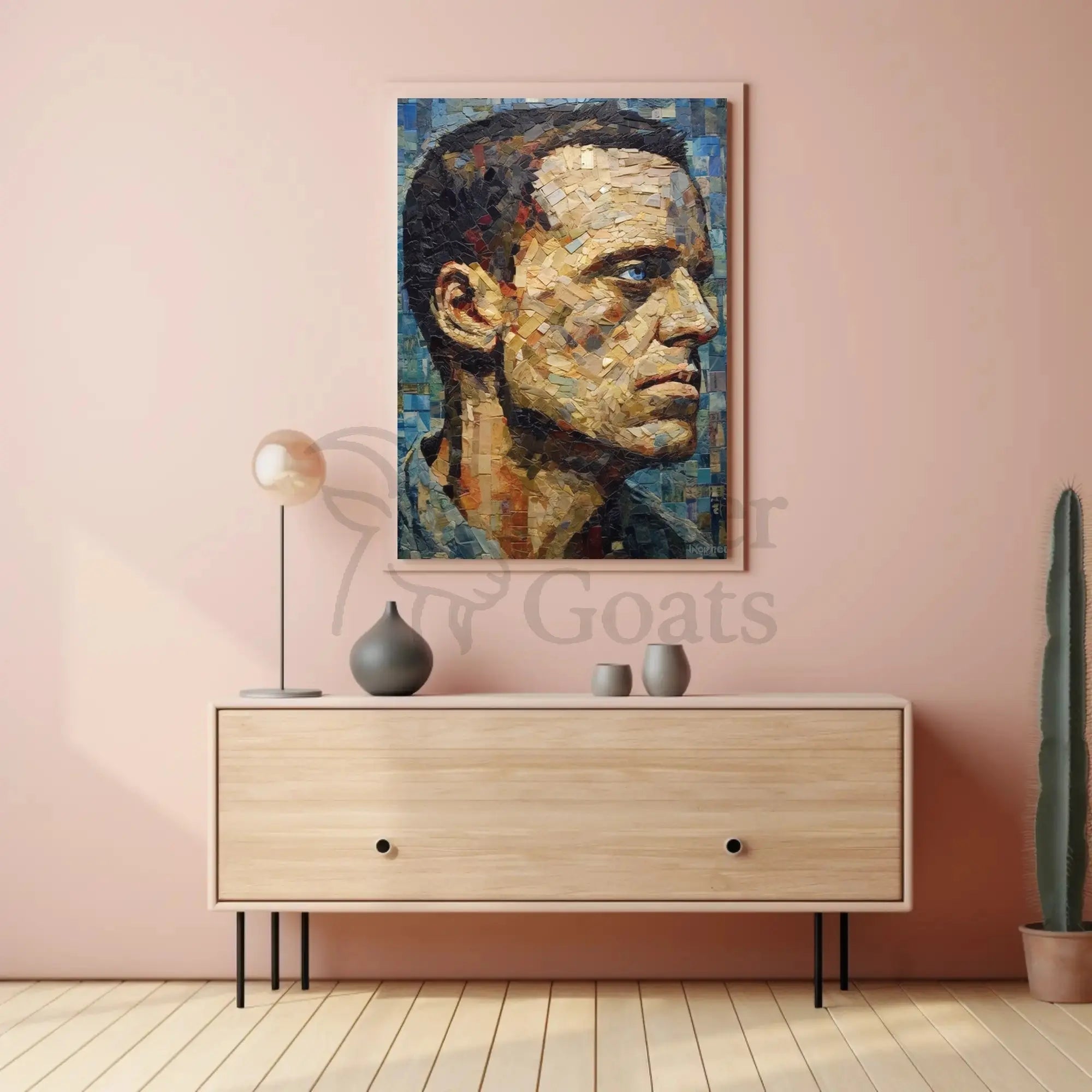 Introspective Male Mosaic Design Art Poster PosterGoat