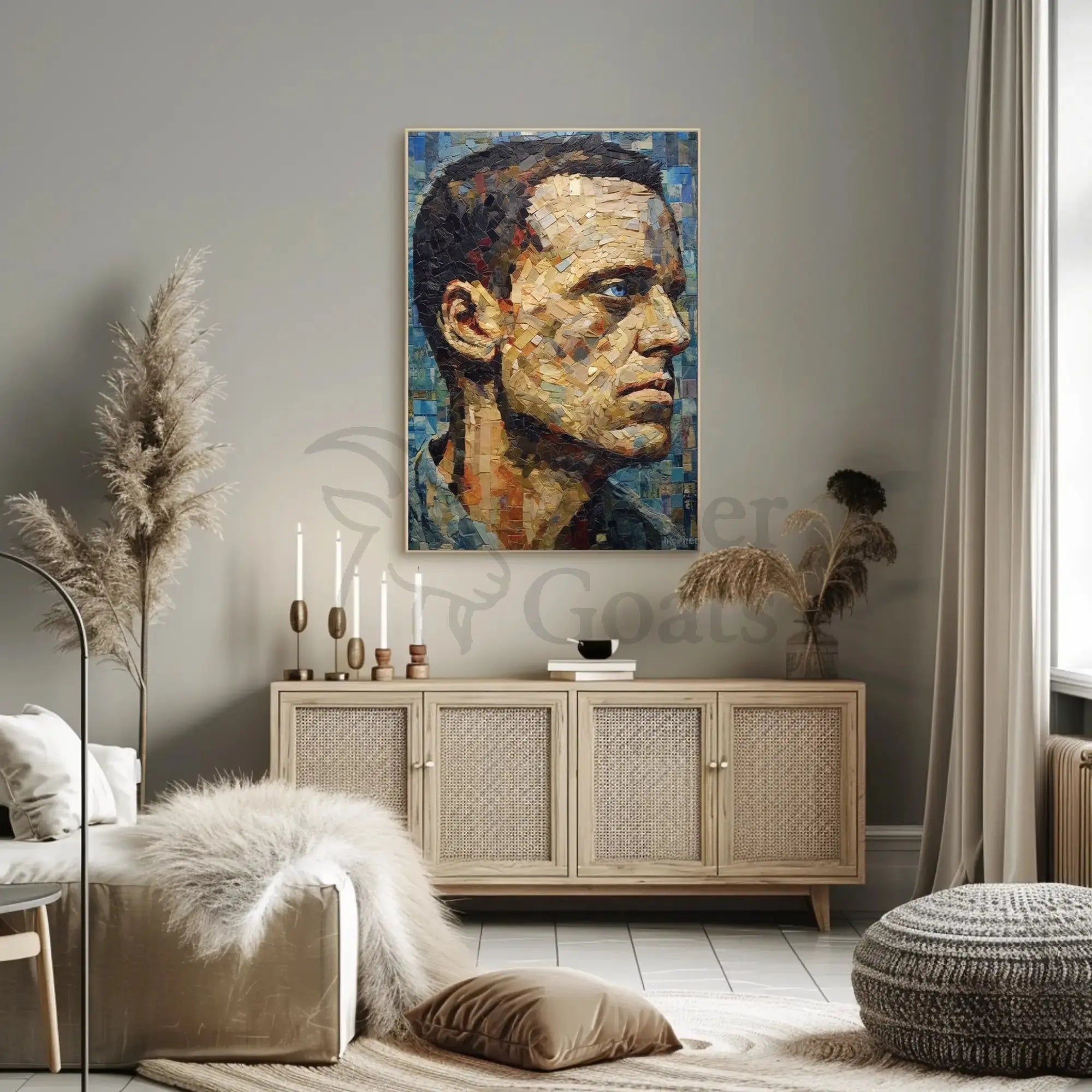 Introspective Male Mosaic Design Art Poster PosterGoat