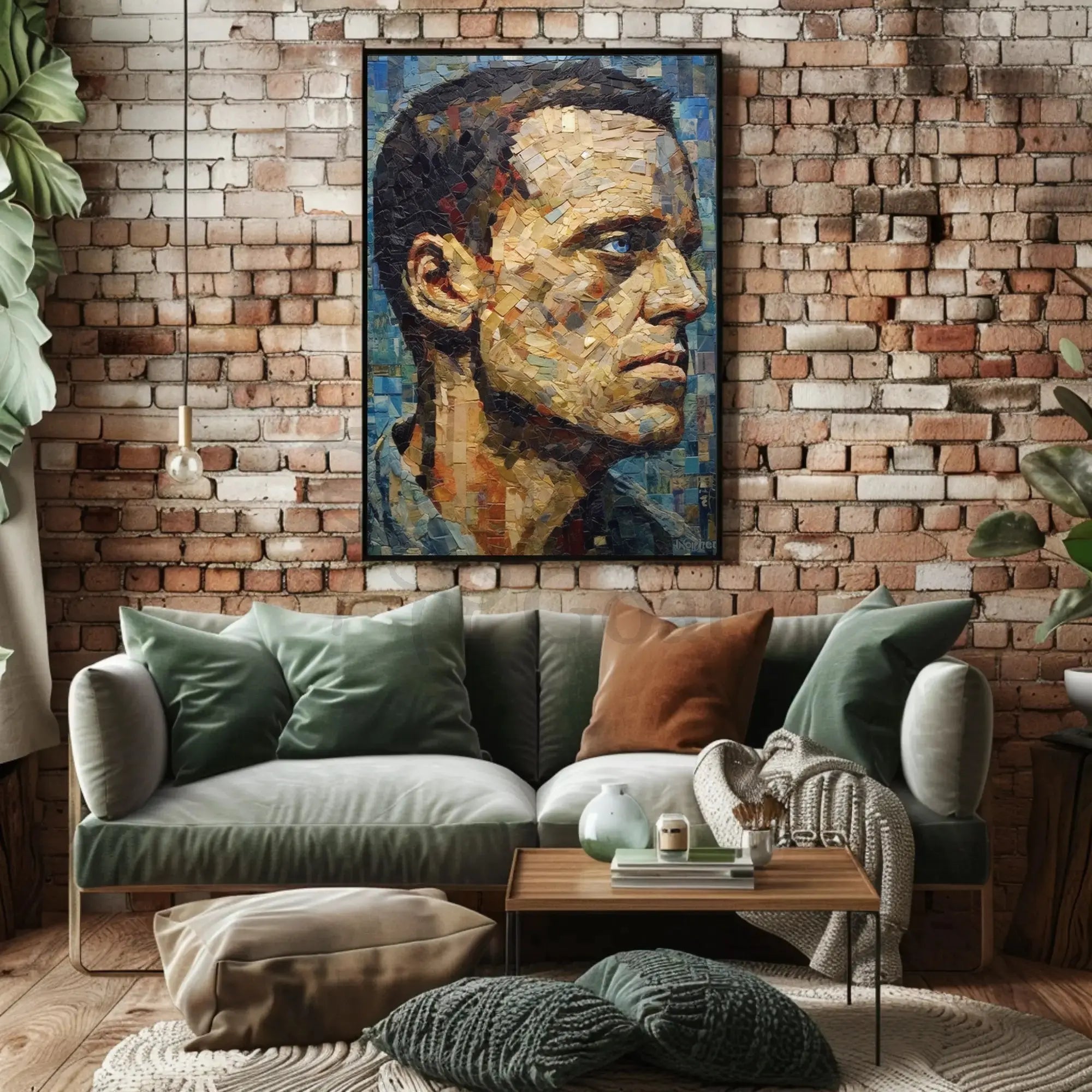 Introspective Male Mosaic Design Art Poster PosterGoat
