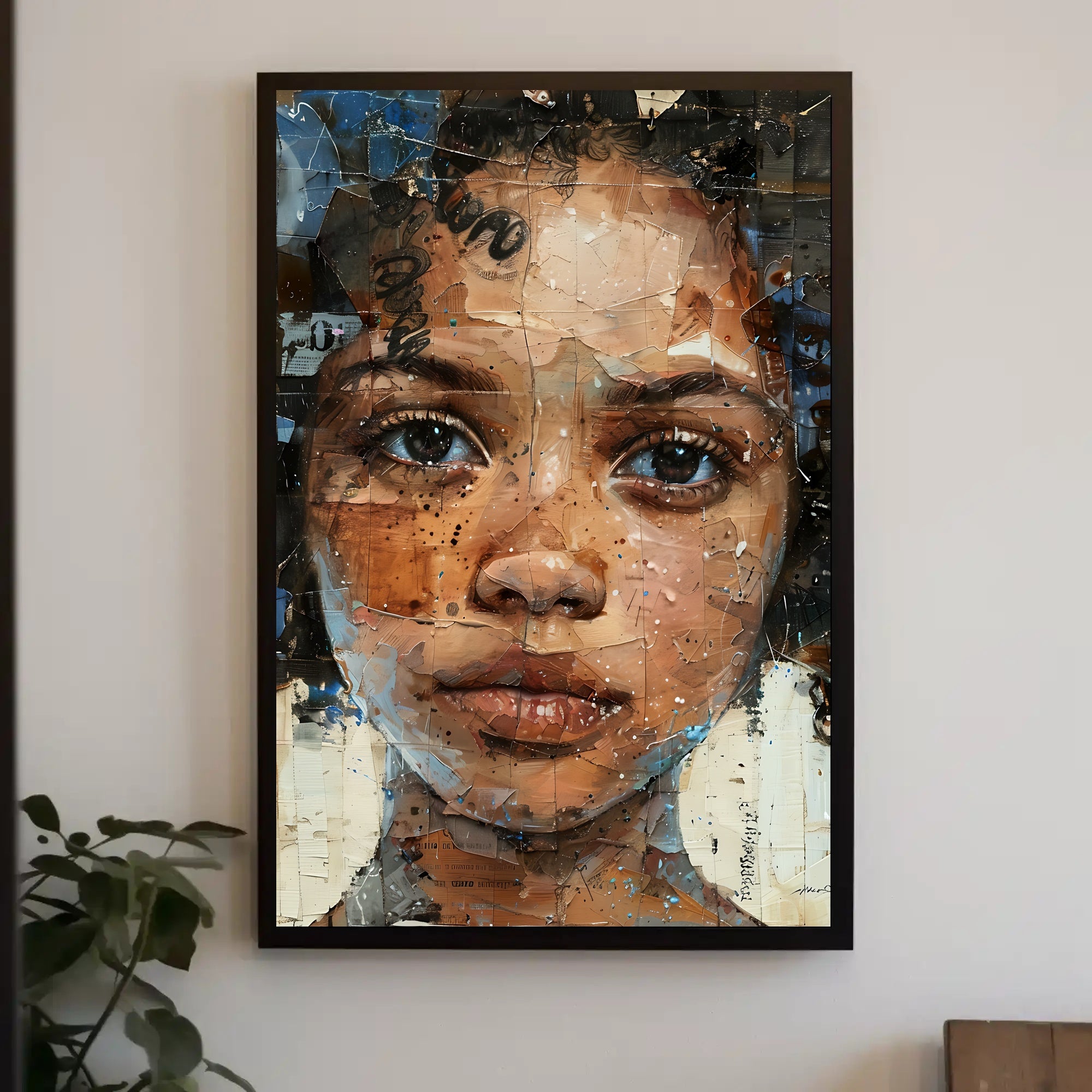 Introspective Mosaic Portrait Art in Abstract or Artistic Poster PosterGoat
