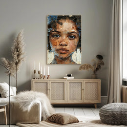 Introspective Mosaic Portrait Art in Abstract or Artistic Poster PosterGoat