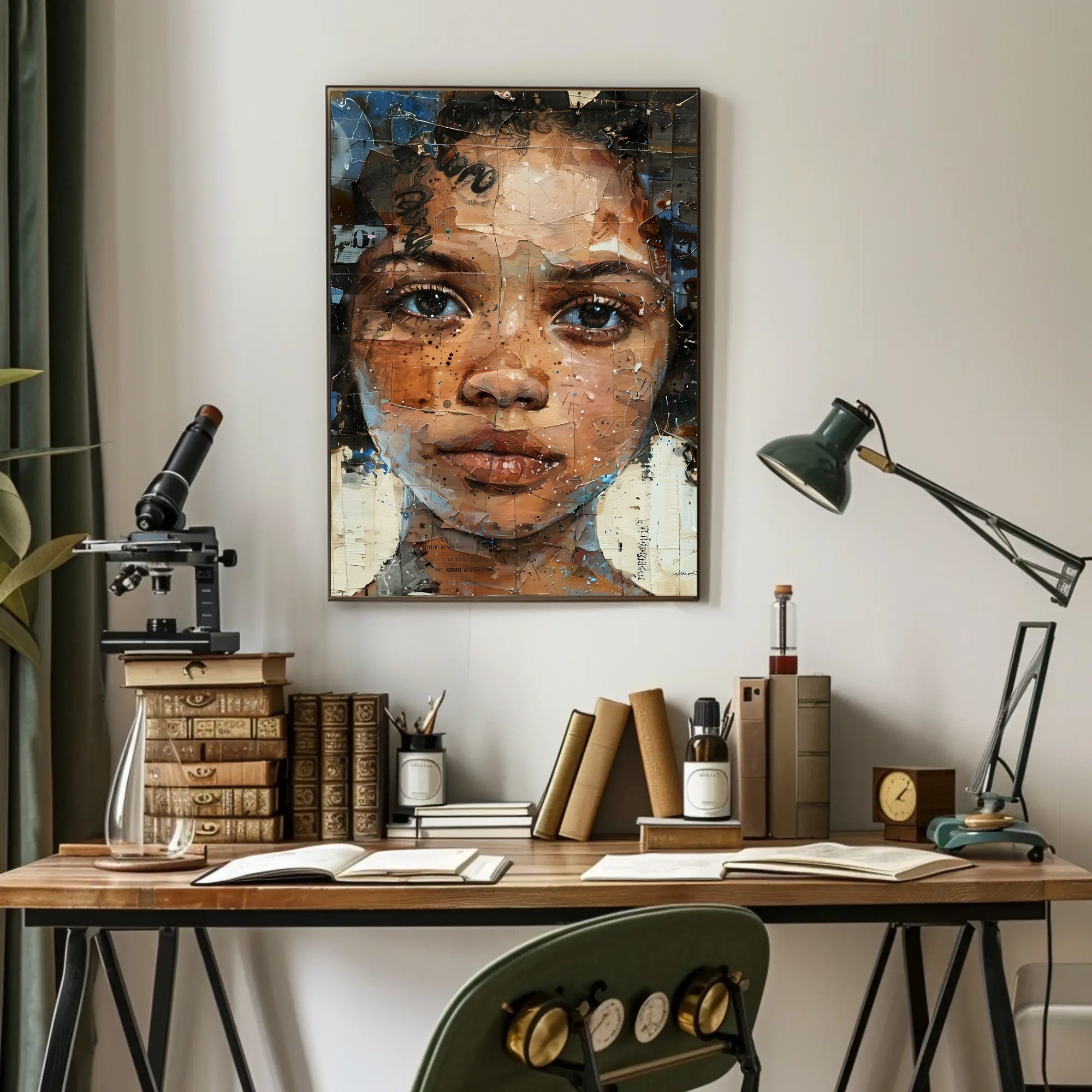 Introspective Mosaic Portrait Art in Abstract or Artistic Poster PosterGoat