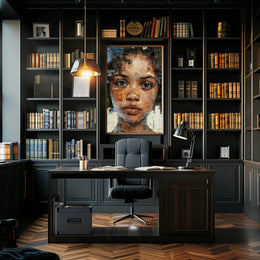 Introspective Mosaic Portrait Art in Abstract or Artistic Poster PosterGoat