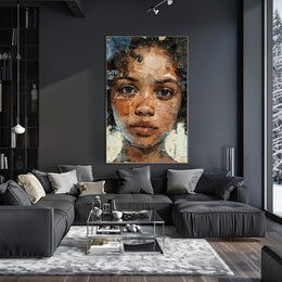 Introspective Mosaic Portrait Art in Abstract or Artistic Poster PosterGoat
