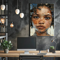 Introspective Mosaic Portrait Art in Abstract or Artistic Poster PosterGoat
