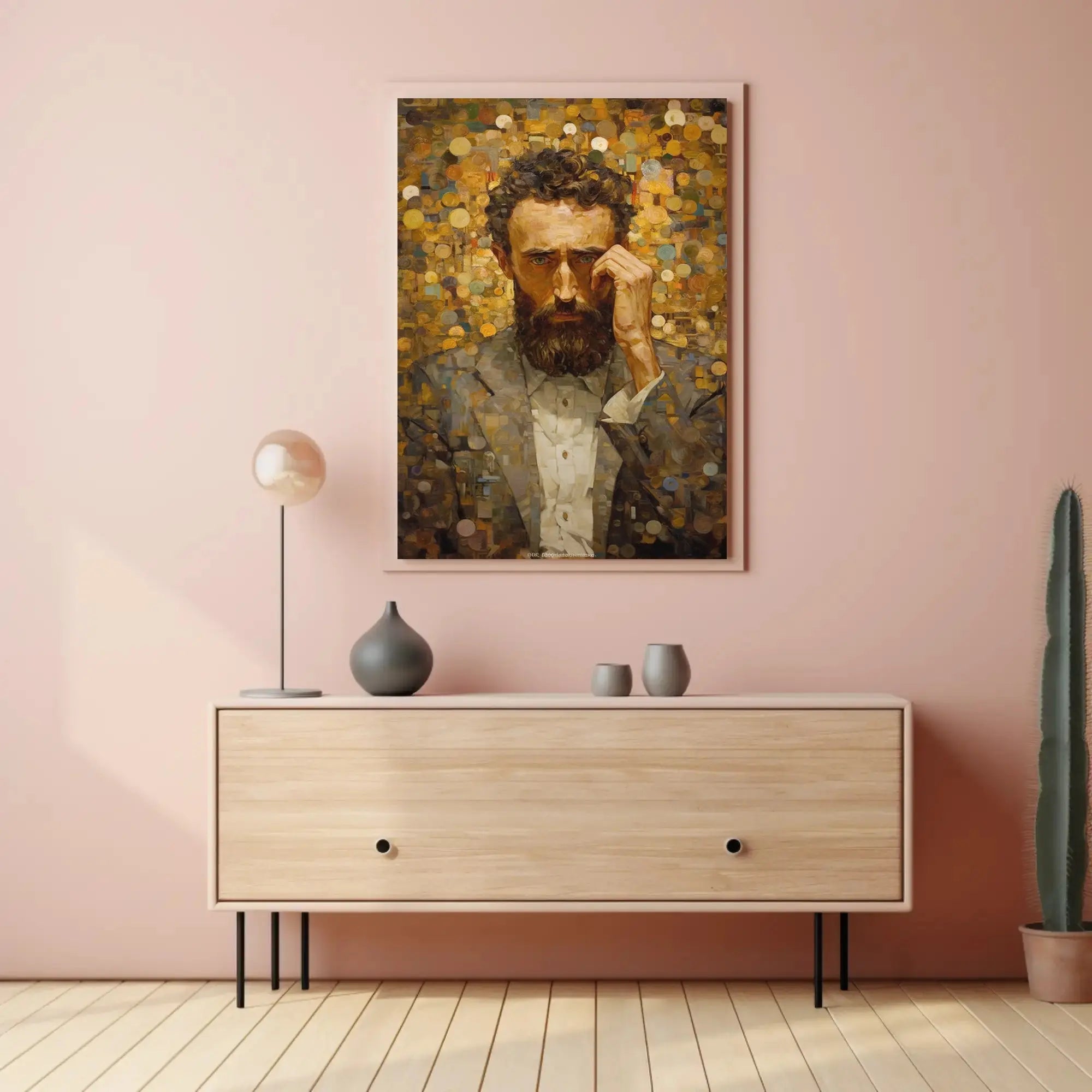 Introspective Portrait in Mosaic Style Artistic Poster PosterGoat
