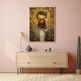Introspective Portrait in Mosaic Style Artistic Poster PosterGoat