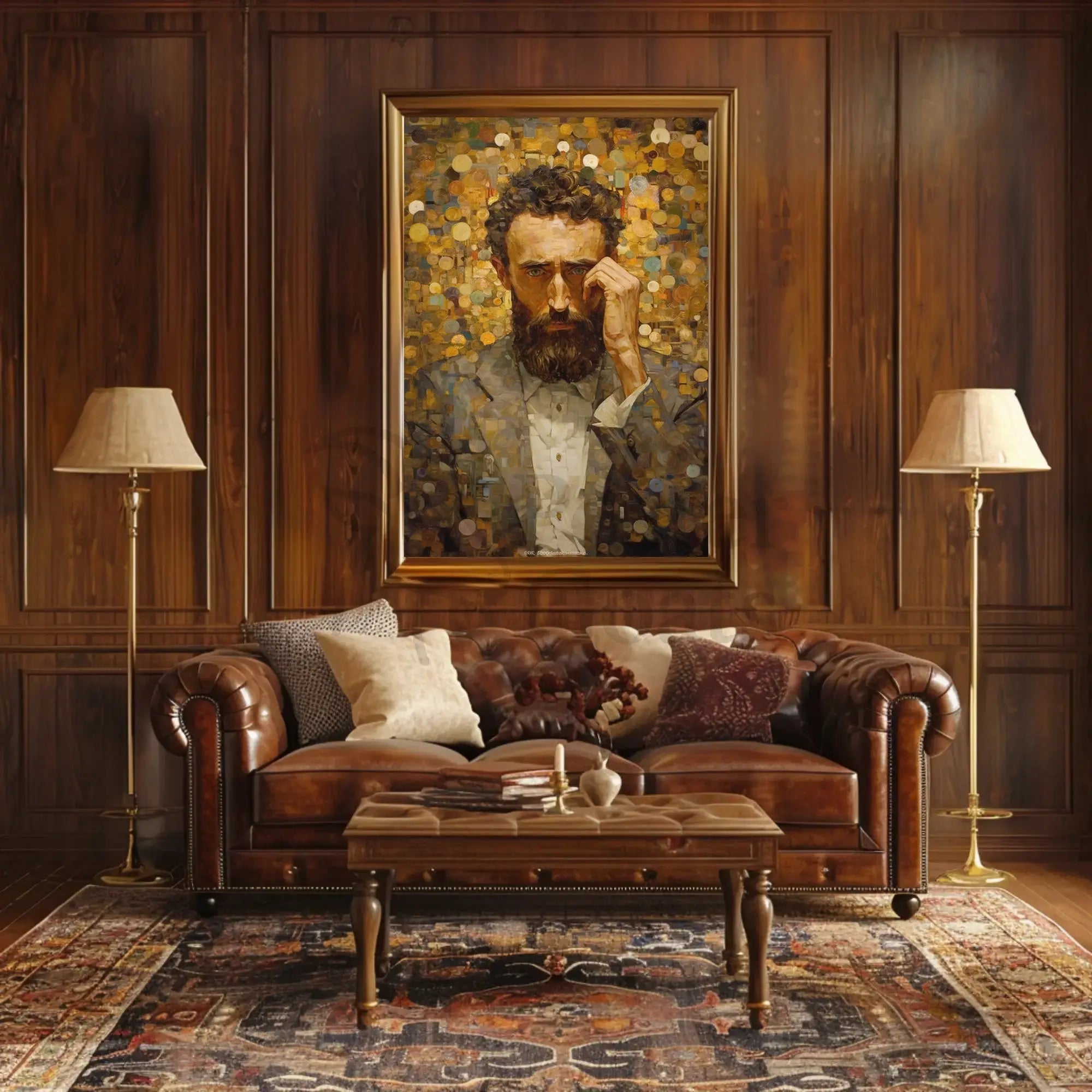 Introspective Portrait in Mosaic Style Artistic Poster PosterGoat
