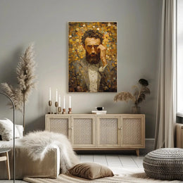Introspective Portrait in Mosaic Style Artistic Poster PosterGoat