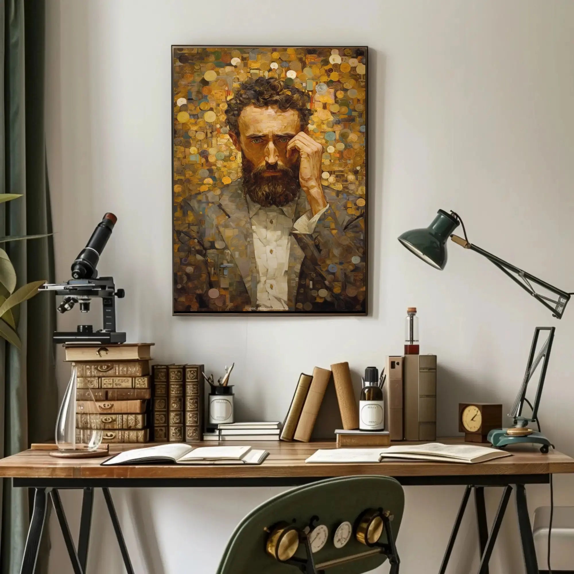 Introspective Portrait in Mosaic Style Artistic Poster PosterGoat