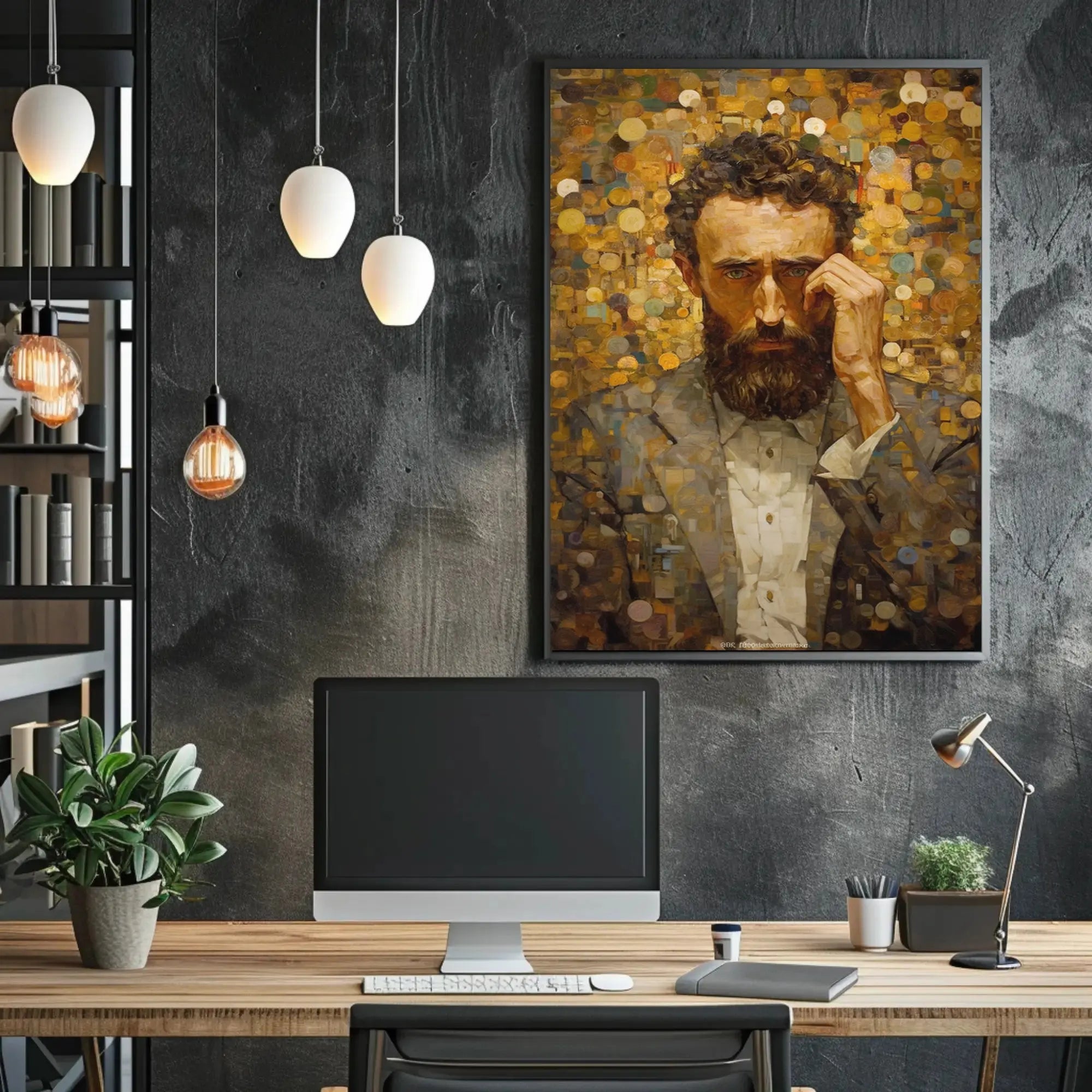 Introspective Portrait in Mosaic Style Artistic Poster PosterGoat