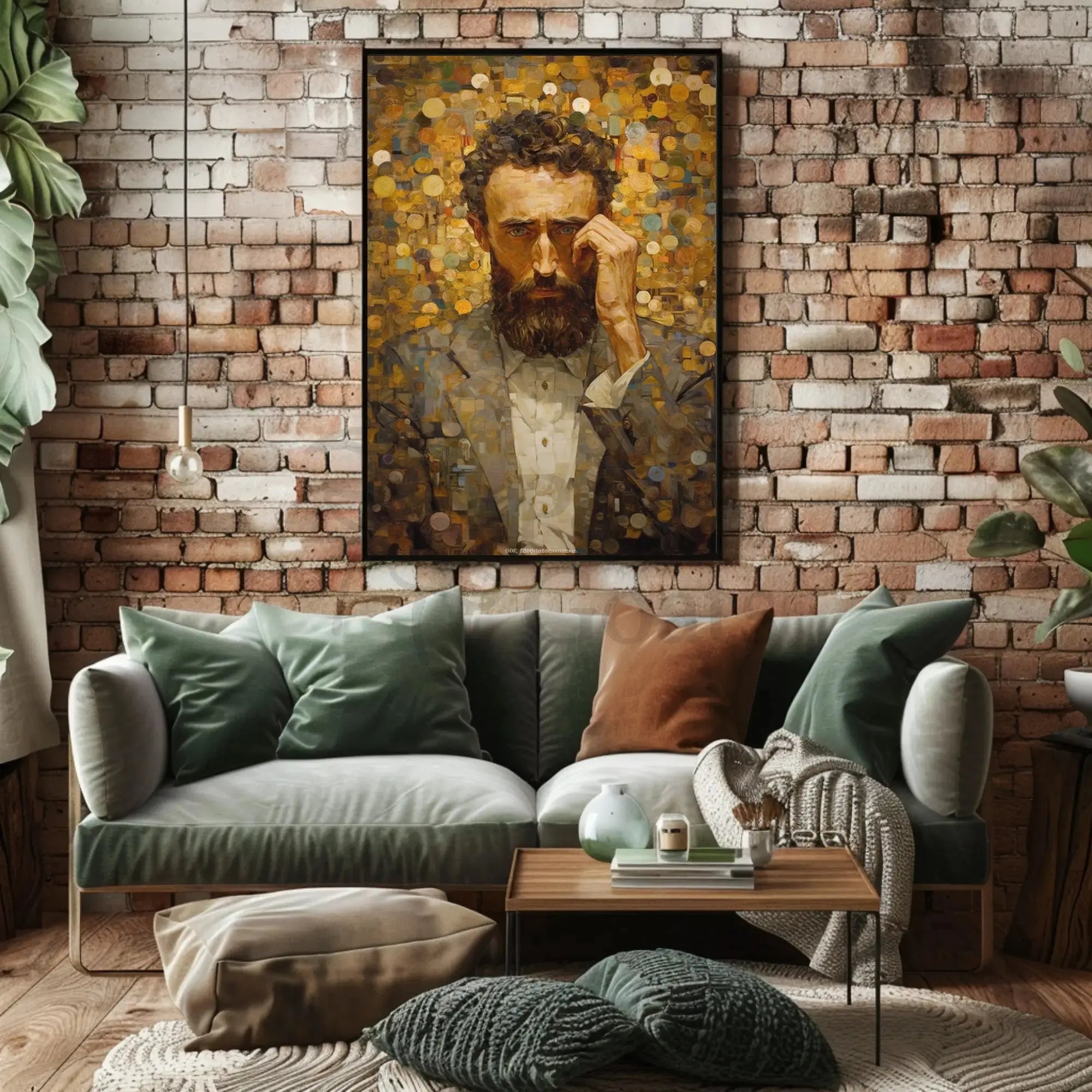 Introspective Portrait in Mosaic Style Artistic Poster PosterGoat