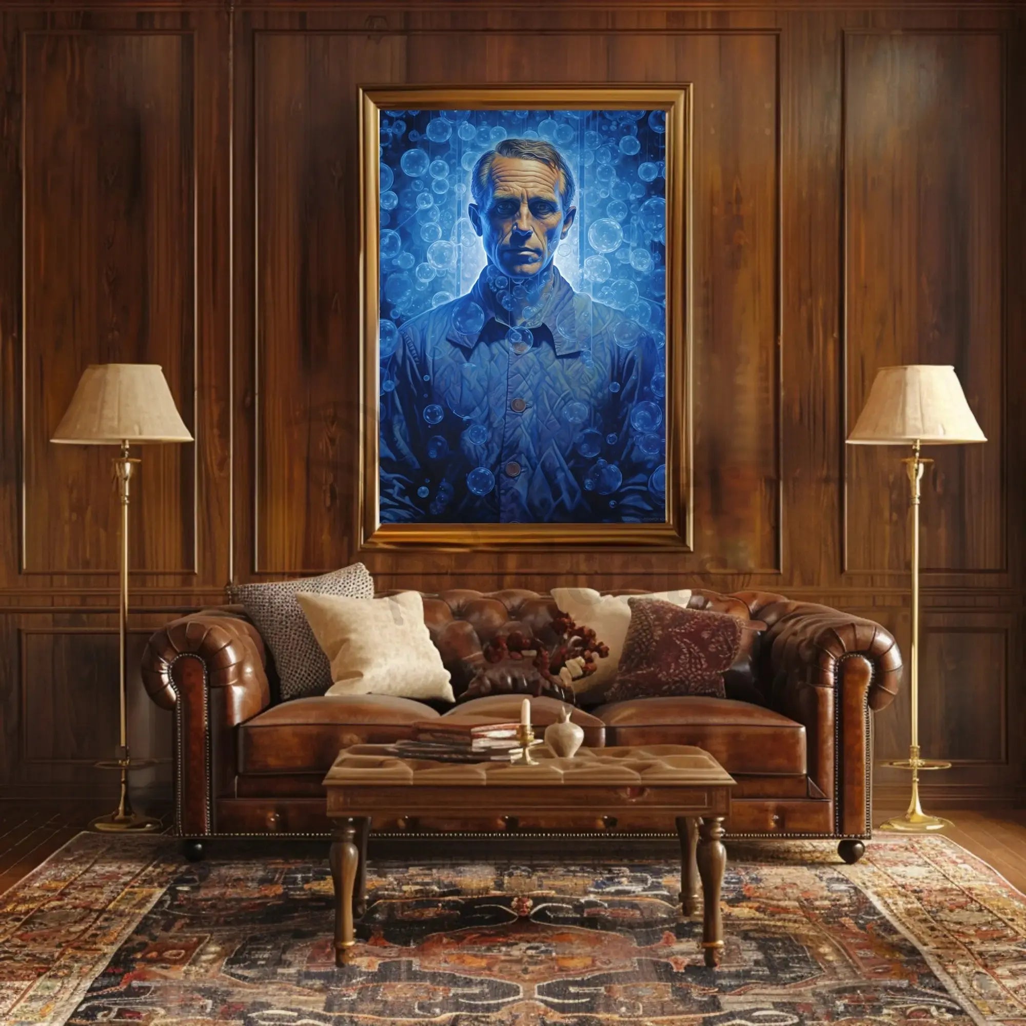Introspective Surrealism with Bubbles Artistic Poster PosterGoat