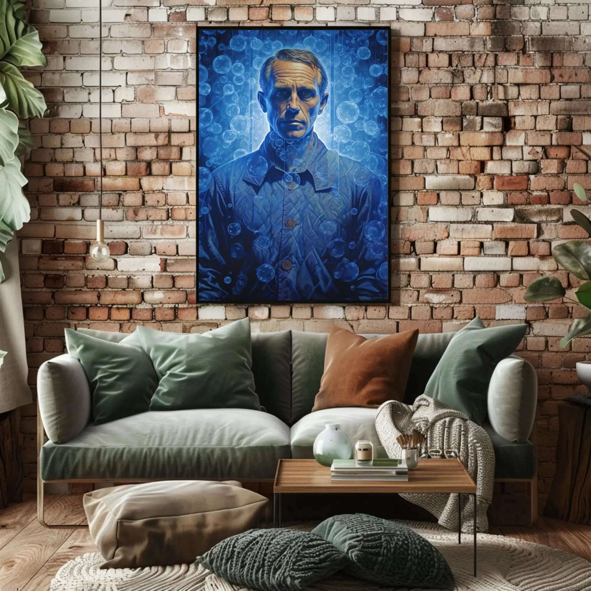 Introspective Surrealism with Bubbles Artistic Poster PosterGoat