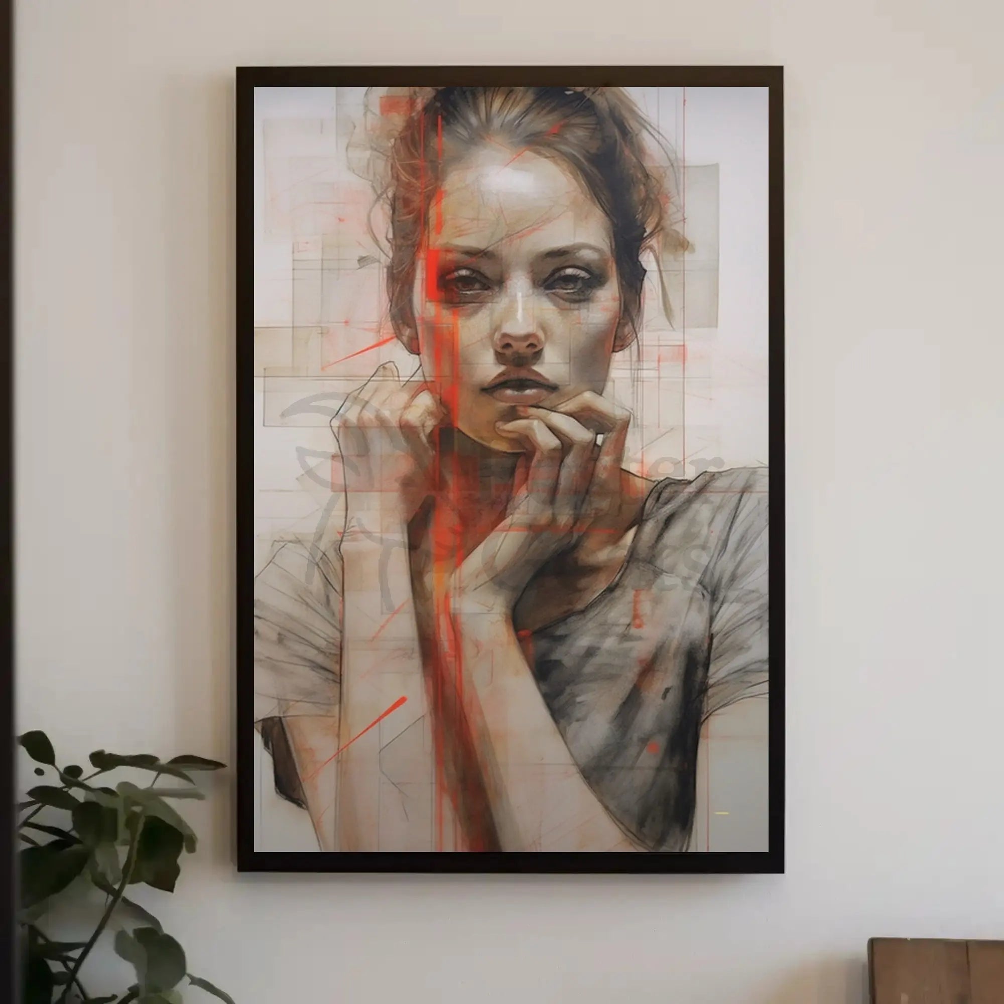 Introspective Woman Modern Art Abstract Poster PosterGoat