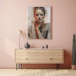Introspective Woman Modern Art Abstract Poster PosterGoat