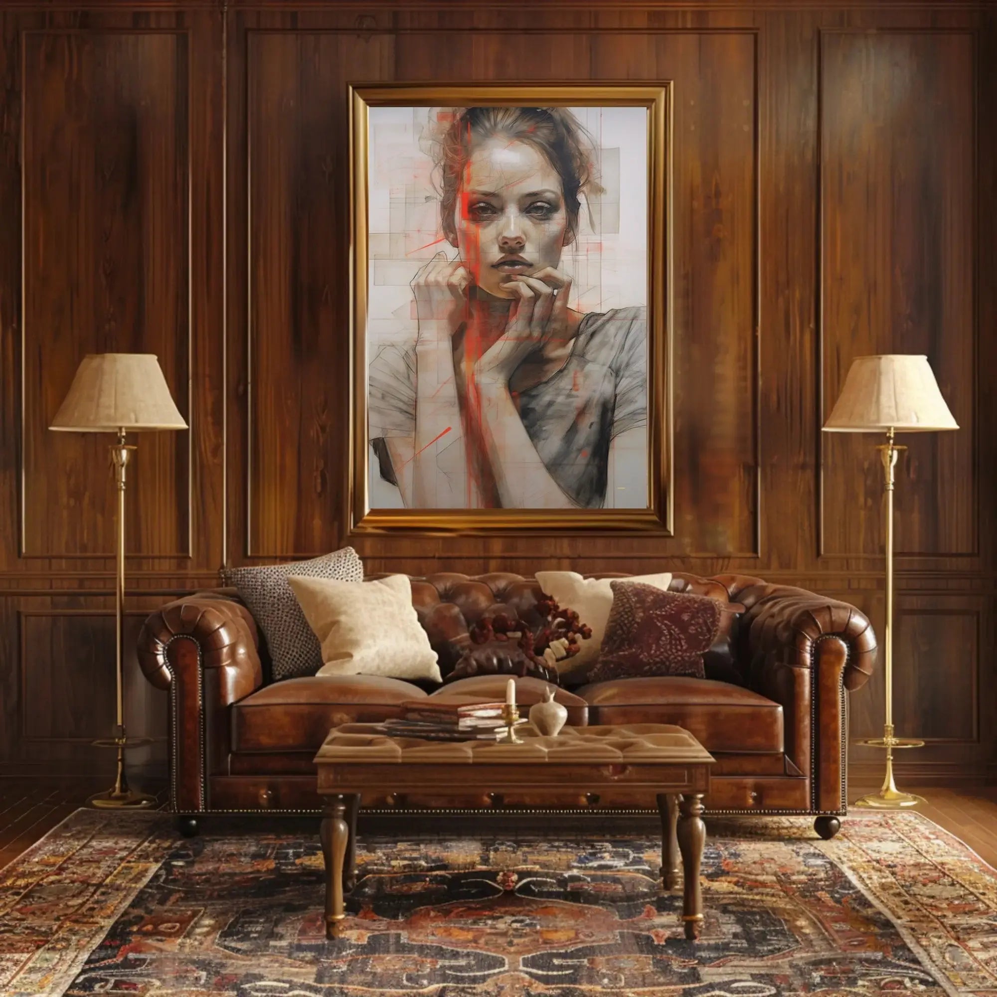 Introspective Woman Modern Art Abstract Poster PosterGoat