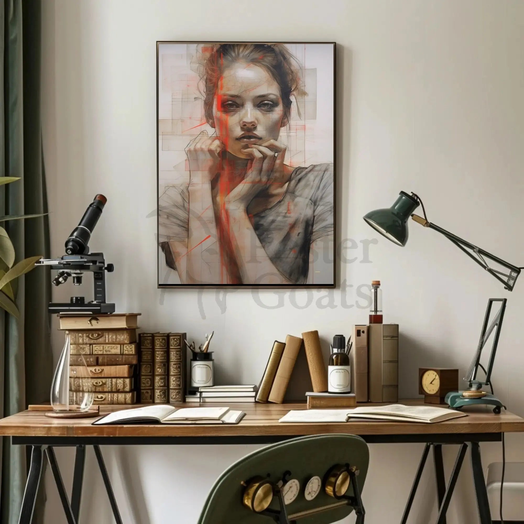 Introspective Woman Modern Art Abstract Poster PosterGoat
