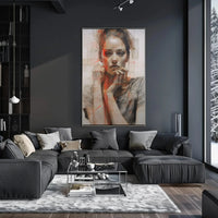 Introspective Woman Modern Art Abstract Poster PosterGoat