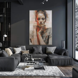 Introspective Woman Modern Art Abstract Poster PosterGoat