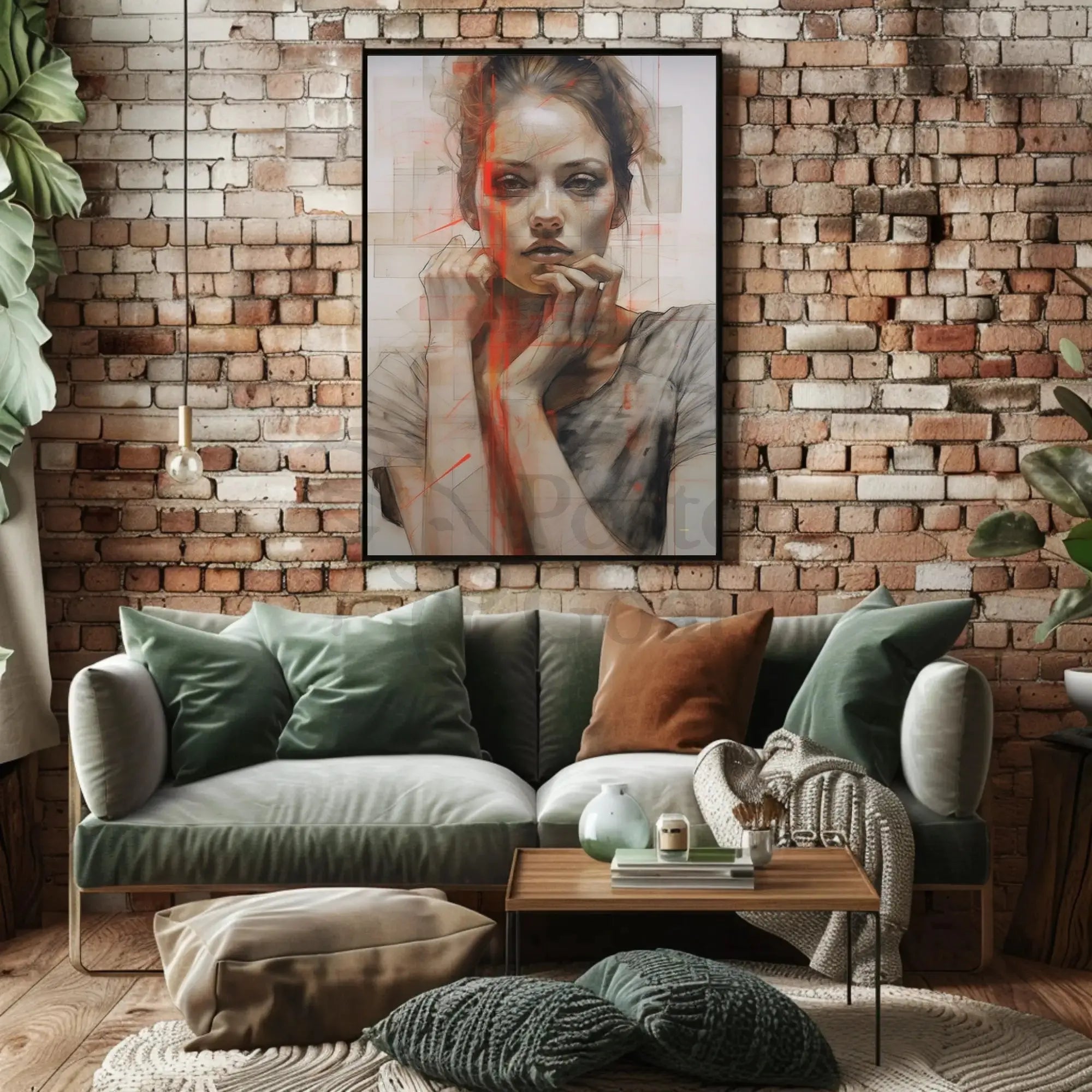 Introspective Woman Modern Art Abstract Poster PosterGoat