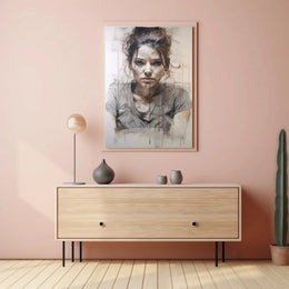 Introspective Young Woman Artistic Portrait Poster PosterGoat