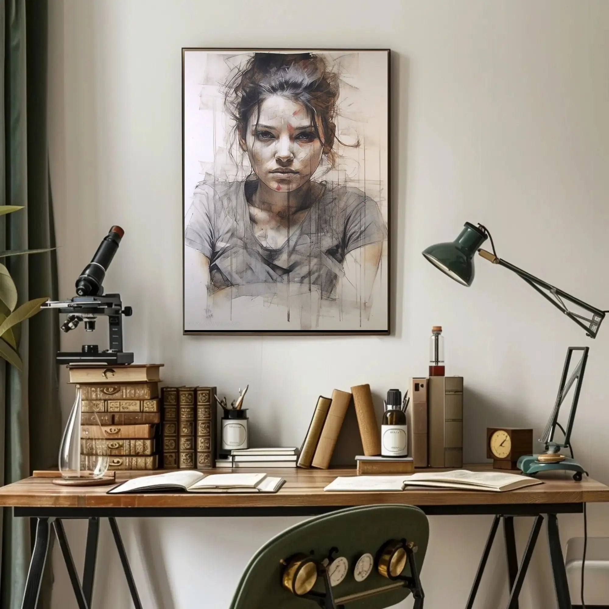 Introspective Young Woman Artistic Portrait Poster PosterGoat
