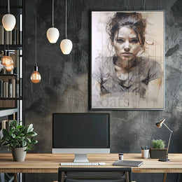 Introspective Young Woman Artistic Portrait Poster PosterGoat
