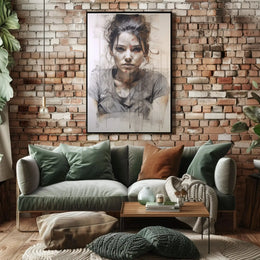 Introspective Young Woman Artistic Portrait Poster PosterGoat