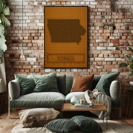 Iowa County Map Modern Minimalist Cultural Poster PosterGoat