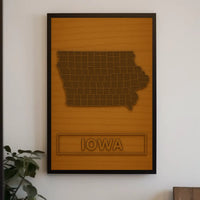Iowa County Map Modern Minimalist Cultural Poster PosterGoat