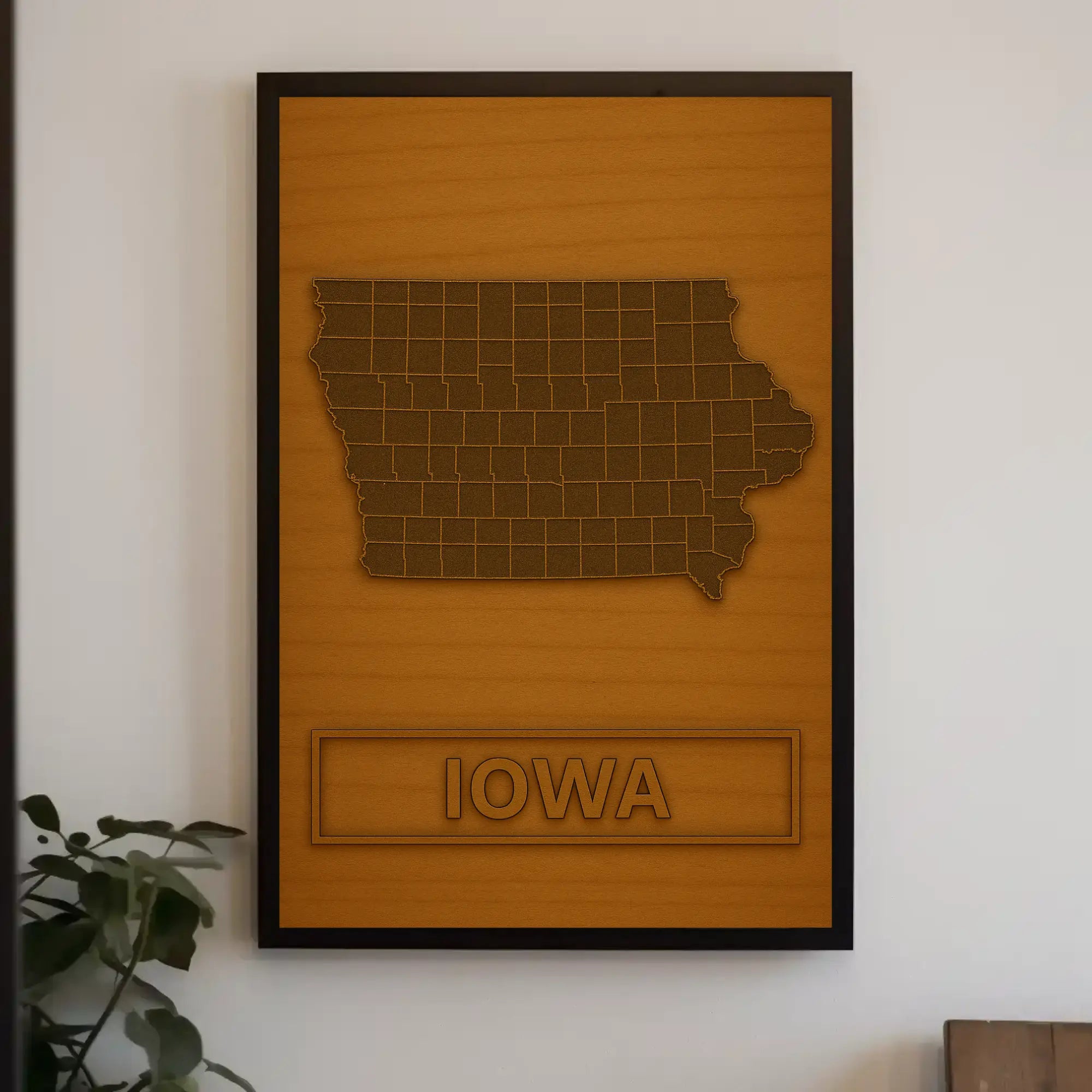 Iowa County Map Modern Minimalist Cultural Poster PosterGoat