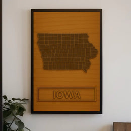 Iowa County Map Modern Minimalist Cultural Poster PosterGoat