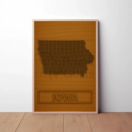 Iowa County Map Modern Minimalist Cultural Poster PosterGoat