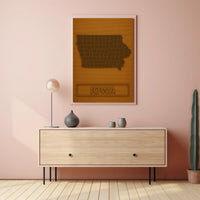 Iowa County Map Modern Minimalist Cultural Poster PosterGoat