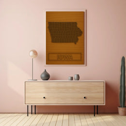 Iowa County Map Modern Minimalist Cultural Poster PosterGoat