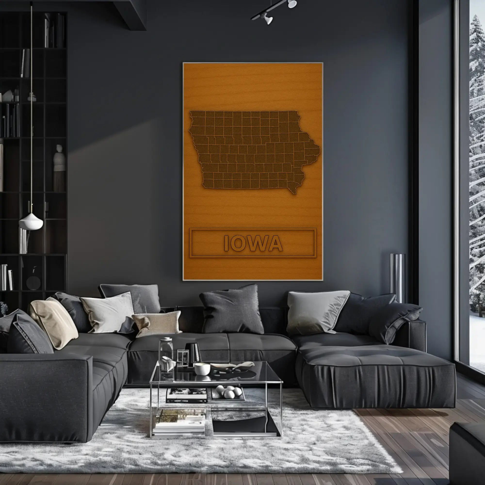 Iowa County Map Modern Minimalist Cultural Poster PosterGoat